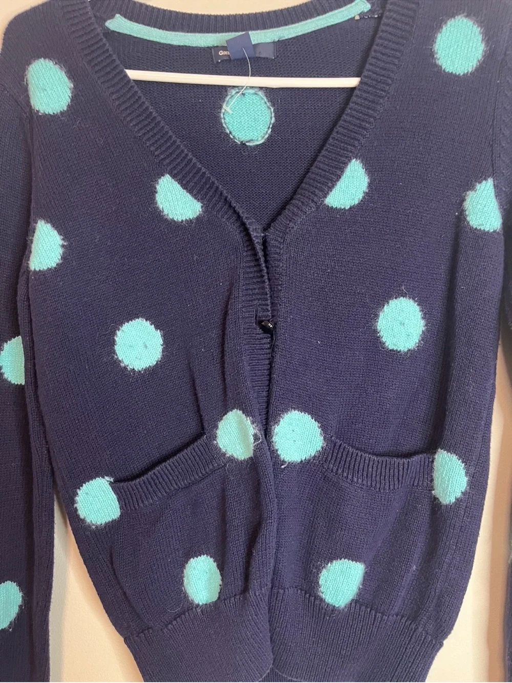 Gap girls  Navy Polka Dot V-Neck Cardigan Sweater - Aqua Spots xl 12